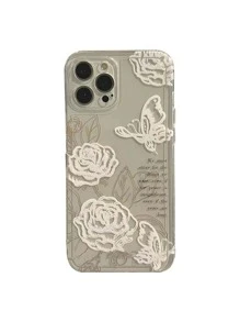Rose Pattern Clear Phone Case - Clear - View 2
