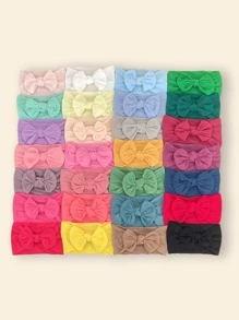 28pcs Baby Bow Decor Hair Band Love Valentine - Multicolor - View 1