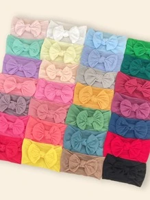 28pcs Baby Bow Decor Hair Band Love Valentine - Multicolor - View 2