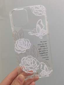 Rose Pattern Clear Phone Case - Clear - View 4