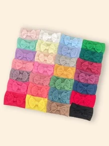 28pcs Baby Bow Decor Hair Band Love Valentine - Multicolor - View 3