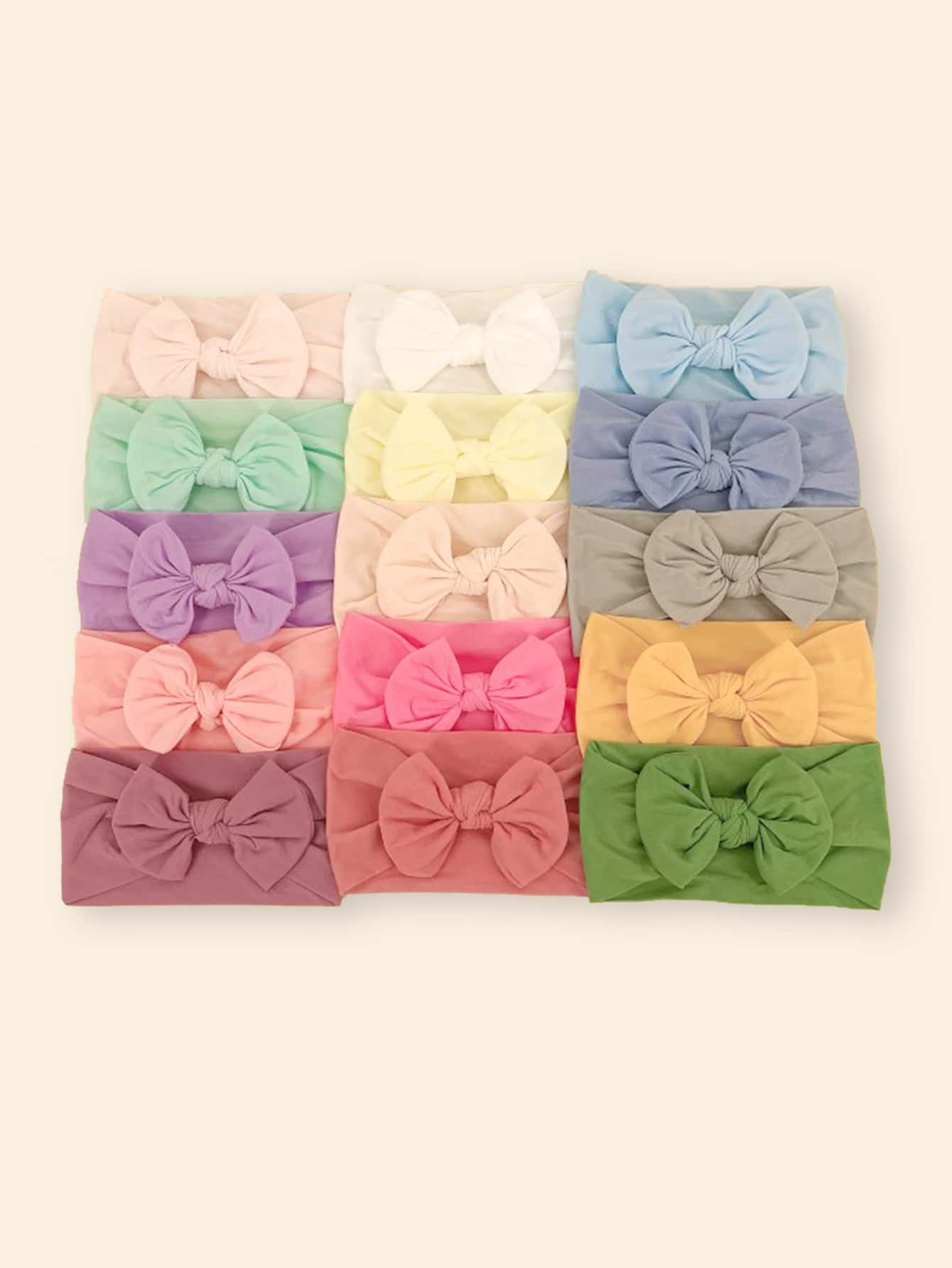 15入組嬰兒蝴蝶結裝飾髮帶 - 彩色 - 查看 1