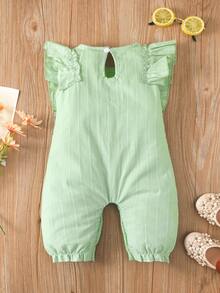 Bebé Jumpsuit ribete con fruncido sin manga - verde menta - Ver 2