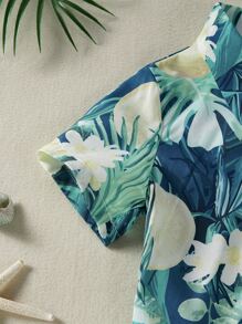 Young Boy Lemon Print Button Front Beach Swimsuit