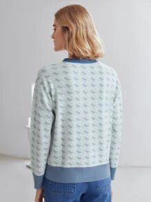 MOTF PREMIUM WOOL MIX HOUNDSTOOTH CARDIGAN - Blue - View 2