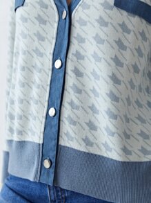 MOTF PREMIUM WOOL MIX HOUNDSTOOTH CARDIGAN - Blue - View 6