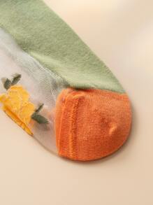 4雙花朵圖案中筒襪 - 彩色 - 查看 4