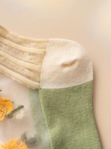 4雙花朵圖案中筒襪 - 彩色 - 查看 7