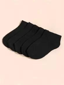 5pairs Toddler Kids Solid Socks - Black - View 1