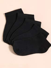 5pairs Toddler Kids Solid Socks - Black - View 2