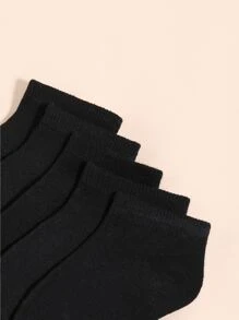 5pairs Toddler Kids Solid Socks - Black - View 3