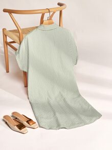 SHEIN Unity Striped Print Curved Hem Pocket Patched Dress - Multicolor - View 2