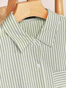 SHEIN Unity Striped Print Curved Hem Pocket Patched Dress - Multicolor - View 3