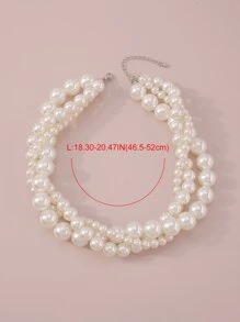 Mydear Faux Pearl Beaded Layered Necklace