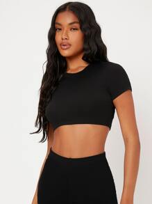 SHEIN BASICS 2pcs Solid Crop Top