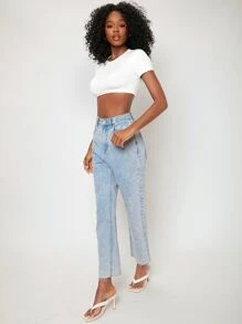 SHEIN BASICS 2pcs Solid Crop Top