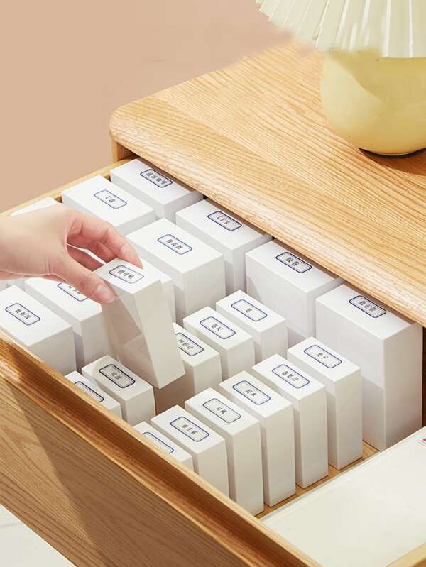 1pc Plain Storage Box, Plastic White Simple Storage Box For Home