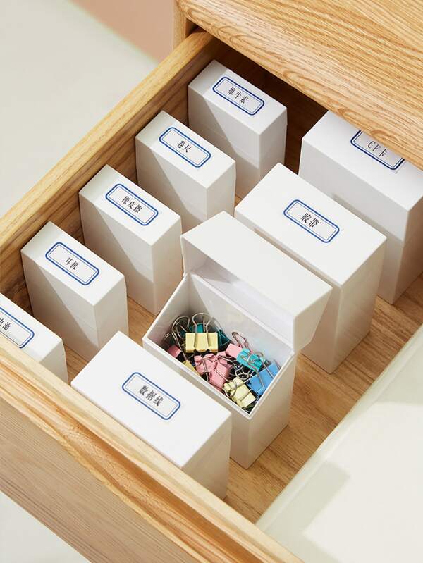 1pc Plain Storage Box, Plastic White Simple Storage Box For Home