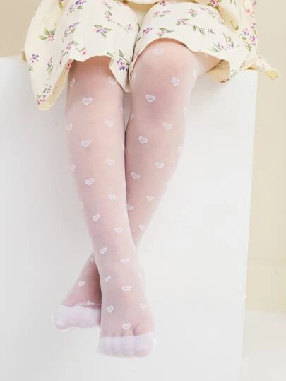1件女孩素色空心舒服透氣網狀長襪連褲襪適用於返校