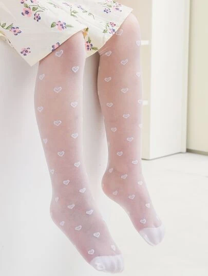 1件女孩素色空心舒服透氣網狀長襪連褲襪適用於返校