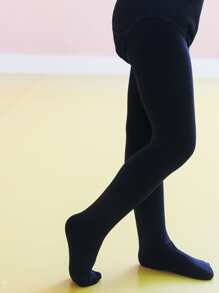 Toddler Girls Solid Tights - Black - View 2