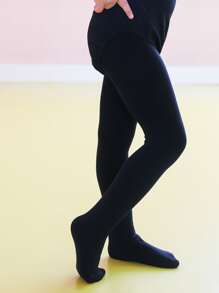 Toddler Girls Solid Tights - Black - View 3