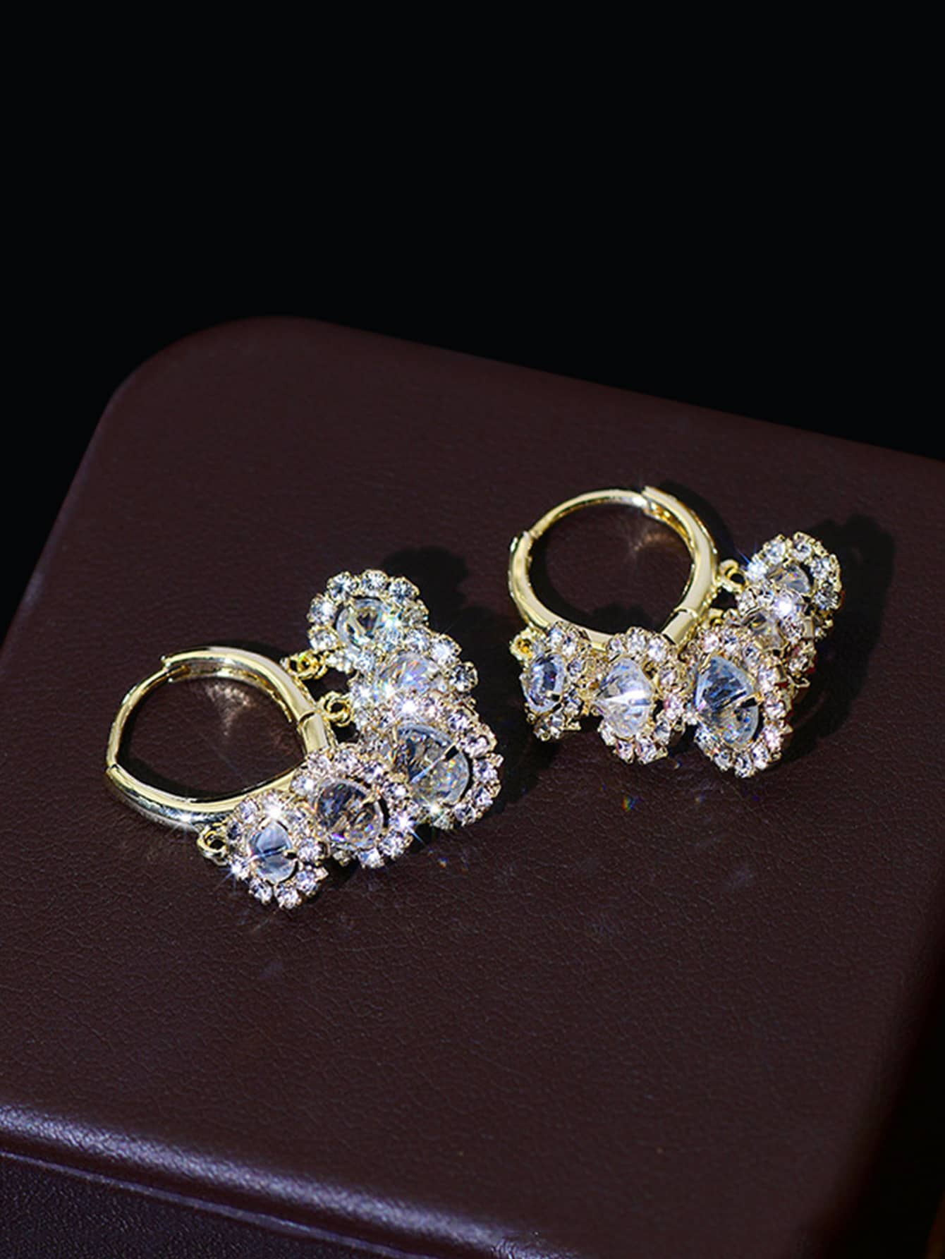 Thả hoa tai Khối Zirconia  Trang trí - Vàng - Xem 1