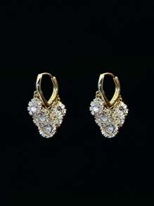 Thả hoa tai Khối Zirconia  Trang trí - Vàng - Xem 2