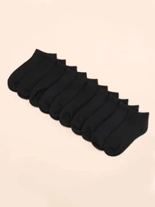 10 Pares/conjunto Calcetines Cortos Para Niños - Negro - Ver 2
