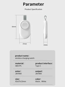 Type-C portátil Reloj Cargador inalámbrico - Blanco - Ver 3