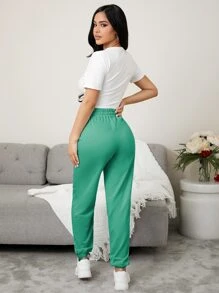 Button Front Top & Tie Waist Pants Lounge Set - Multicolor - View 2