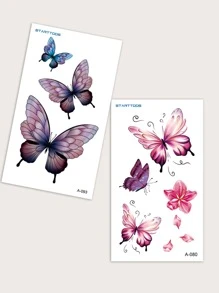 2sheets Butterfly Pattern Tattoo Sticker - Multicolor - View 5