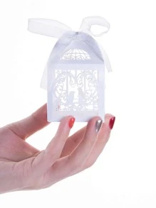 5pcs Bird Pattern Hollow Candy Box - White - View 5