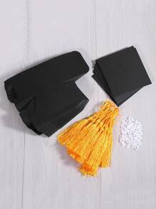 5pcs Graduation Hat Pattern Candy Box With Tassel - Black - View 4