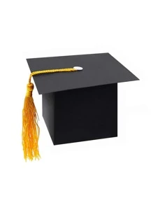 5pcs Graduation Hat Pattern Candy Box With Tassel - Black - View 5
