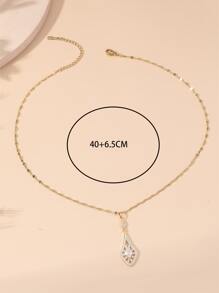 Rhinestone Water-drop Pendant Necklace - Yellow Gold - View 3