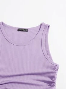 Effen tanktop met trekkoord aan de zijkant - Lila paars - Bekijken 3