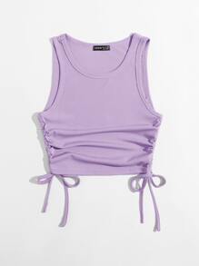 Effen tanktop met trekkoord aan de zijkant - Lila paars - Bekijken 4