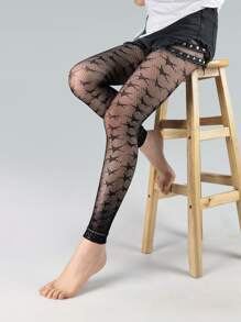 Star Pattern Fishnet Tights - Black - View 3