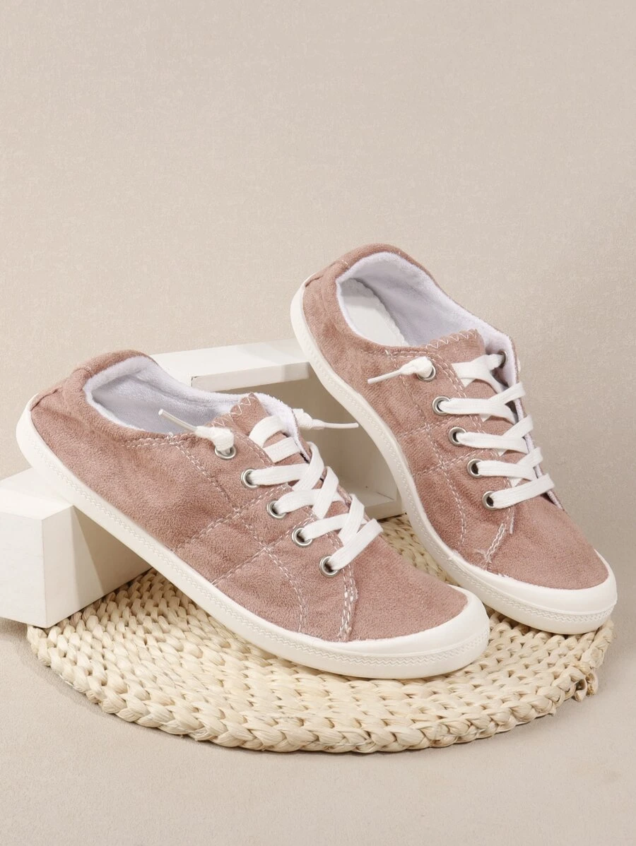 Zapatos de lona con cordón delantero - Rosa - Ver 1