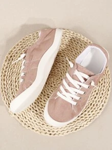 Zapatos de lona con cordón delantero - Rosa - Ver 2