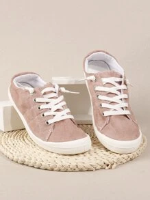 Zapatos de lona con cordón delantero - Rosa - Ver 3