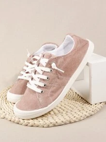 Zapatos de lona con cordón delantero - Rosa - Ver 5