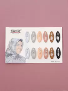 Bộ 12 chiếc khăn quàng cổ & khóa băng đô dành cho nữ & Bộ trâm cài có ghim đầy màu sắc, phụ kiện đầy màu sắc - Nhiều màu - Xem 1