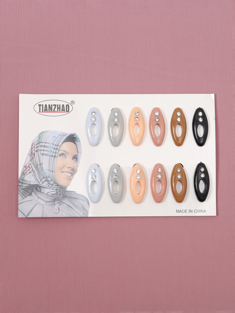 Bộ 12 chiếc khăn quàng cổ & khóa băng đô dành cho nữ & Bộ trâm cài có ghim đầy màu sắc, phụ kiện đầy màu sắc - Nhiều màu - Xem 1