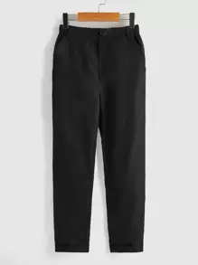 SHEIN Ragazzo Tween Pantaloni tasca inclinata orlo arrotolato