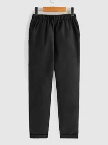 SHEIN Ragazzo Tween Pantaloni tasca inclinata orlo arrotolato