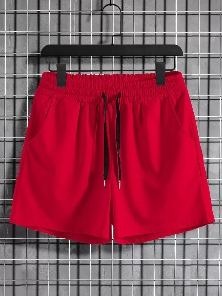 Manfinity Homme Men Drawstring Waist Shorts - Burgundy - View 1