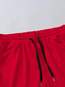 Manfinity Homme Men Drawstring Waist Shorts - Burgundy - View 3