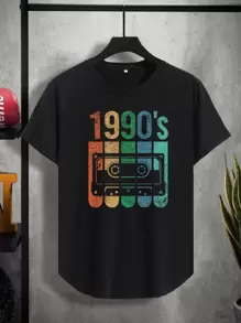 Manfinity Homme Men Tape & Letter Graphic Tee